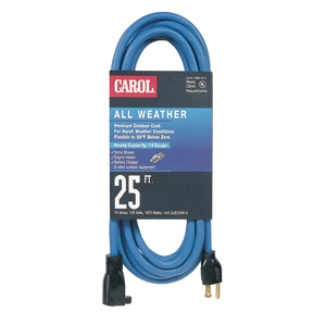 General Cable All Weather SJEOOW Extension Cords 15 A 125 V 14/3 25 ft Blue Straight 5-15P/5-15R