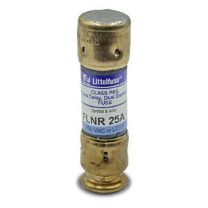 Littelfuse FLNR POWR-GARD® Series Time Delay Class RK5 Fuses 25 A 250 VAC/125 VDC 200/20 kA