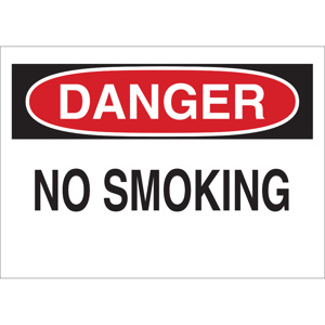 Brady B-120 No Smoking Safety Signs 10 x 14 in Danger- No Smoking Aluminum Black/Red on White