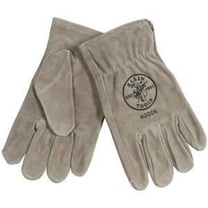 Klein Tools Cowhide Driver's Gloves Large Gray Cowhide Leather