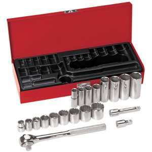 Klein Tools 655 Series SAE Socket Sets Deep/Standard 3/8 in 20 Piece 6 Point,12 Point