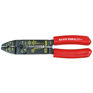 Klein Tools Cable Crimper, Cutter & Strippers 22 - 8 AWG Solid, 26 - 10 AWG Stranded Red Straight
