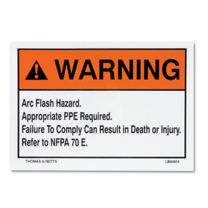 ABB Thomas & Betts Arc Flash Labels Warning- Arc Flash Hazard Polyester 3-1/2 x 5 in Black/Orange