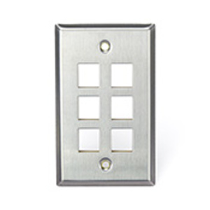 Leviton Standard Multimedia Faceplates 1 Gang 6 Port Metallic Stainless Steel 304 Box