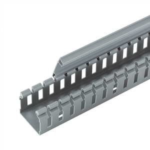 Panduit FiberRunner® Type H Hinged Wide Slot Wire Duct 2 in x 2 in x 6 ft Light Gray Cover Not Included