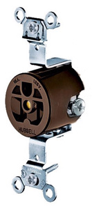 Hubbell Wiring Straight Blade Single Receptacles 15 A 125 V 2P3W 5-15R Industrial HBL® Extra Heavy Duty Max Compact Dry Location Brown