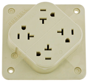 Hubbell Wiring Straight Blade Quadruplex Receptacles 20 A 125 V 2P3W 5-20R Specification 4-PLEX® Dry Location Ivory