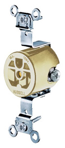 Hubbell Wiring Straight Blade Single Receptacles 15 A 125 V 2P3W 5-15R Industrial HBL® Extra Heavy Duty Max Compact Dry Location Ivory