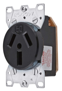 Hubbell Wiring Straight Blade Single Receptacles 50 A 125/250 V 3P3W 10-50R Industrial Dry Location Black