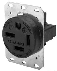 Hubbell Wiring Straight Blade Single Receptacles 50 A 250 V 3P4W 15-50R Industrial Dry Location Black