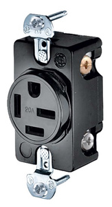 Hubbell Wiring Straight Blade Single Receptacles 20 A 250 V 3P4W 15-20R Industrial Dry Location Black