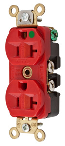 Hubbell Wiring Straight Blade Duplex Receptacles 20 A 125 V 2P3W 5-20R Hospital HBL® Extra Heavy Duty Max Dry Location Red