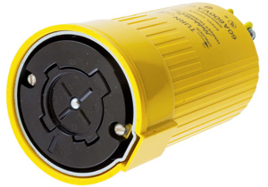 Hubbell Wiring Straight Locking Connectors 60 A 600 V 3P4W Non-NEMA Insulated Hubbellock® Twist-Lock® Dry Location