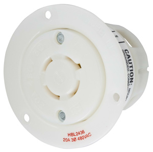 Hubbell Wiring Locking Flanged Receptacles 20 A 480 V 3P4W L16-20R Twist-Lock® Insulgrip®