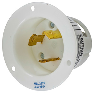 Hubbell Wiring Locking Flanged Inlets 30 A 250 V 2P3W L6-30P Twist-Lock® Insulgrip®