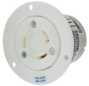 Hubbell Wiring Locking Flanged Receptacles 30 A 250 V 2P3W L6-30R Twist-Lock® Insulgrip®