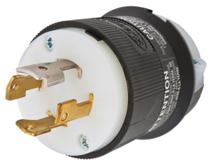 Hubbell Wiring Straight Locking Plugs 30 A 347/600 V 4P4W L20-30P Insulated Twist-Lock® Insulgrip® Dry Location