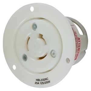 Hubbell Wiring Locking Flanged Receptacles 20 A 125/250 V 3P3W Non-NEMA Twist-Lock® Insulgrip®