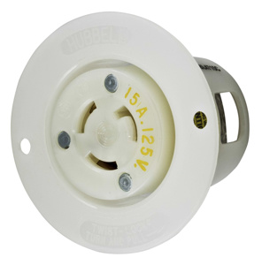 Hubbell Wiring Locking Flanged Receptacles 15 A 125 V 2P3W L5-15R Twist-Lock® Insulgrip®