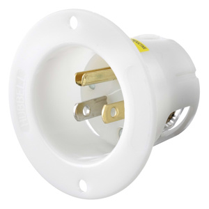 Hubbell Wiring Straight Blade Non-locking Flanged Inlets 15 A 125 V 2P3W 5-15P Dry Location