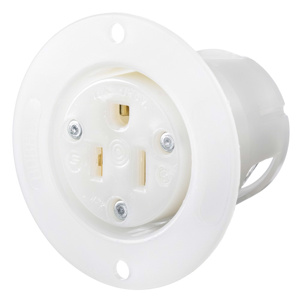Hubbell Wiring Straight Blade Non-locking Flanged Receptacles 15 A 125 V 2P3W 5-15R Commercial/Industrial Dry Location White