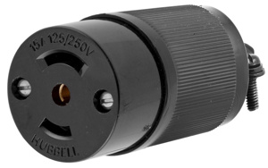 Hubbell Wiring Straight Midget Locking Connectors 15 A 125/250 V 3P3W ML-3R Insulated Twist-Lock® Dry Location