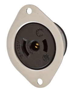 Hubbell Wiring Locking Flanged Midget Receptacles 15 A 125 V 2P3W ML-2R Twist-Lock®