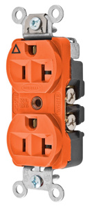 Hubbell Wiring Straight Blade Duplex Receptacles 20 A 125 V 2P3W 5-20R Commercial Hubbell-Pro™ Dry Location Orange