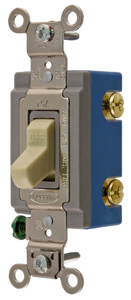 Hubbell Wiring DPST Toggle Light Switches 15 A 120/277 V HBL® Extra Heavy Duty HBL1202 No Illumination Ivory