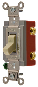 Hubbell Wiring SPST Toggle Light Switches 20 A 120/277 V HBL® Extra Heavy Duty HBL1221 Ivory
