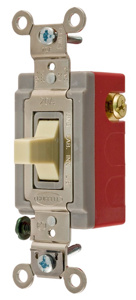 Hubbell Wiring SPDT Toggle Light Switches 20 A 120/277 V HBL® Extra Heavy Duty HBL1557 No Illumination Ivory