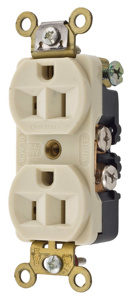 Hubbell Wiring Straight Blade Duplex Receptacles 15 A 125 V 2P3W 5-15R Commercial/Industrial HBL® Extra Heavy Duty Max Dry Location Ivory