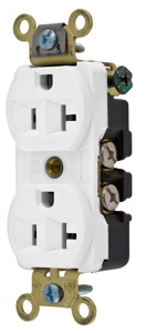 Hubbell Wiring Straight Blade Duplex Receptacles 20 A 125 V 2P3W 5-20R Industrial HBL® Extra Heavy Duty Max Dry Location White