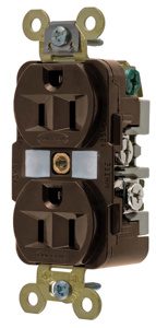 Hubbell Wiring Straight Blade Duplex Receptacles 15 A 125 V 2P3W 5-15R Industrial HBL® Extra Heavy Duty Max Dry Location Brown