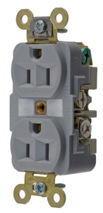 Hubbell Wiring Straight Blade Duplex Receptacles 15 A 125 V 2P3W 5-15R Industrial HBL® Extra Heavy Duty Max Dry Location Gray