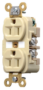 Hubbell Wiring Straight Blade Duplex Receptacles 15 A 125 V 2P3W 5-15R Industrial HBL® Extra Heavy Duty Max Dry Location Ivory
