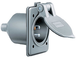 Hubbell Wiring Straight Blade Non-locking Flanged Inlets 15 A 125 V 2P3W 5-15P Weatherproof, Corrosion-resistant