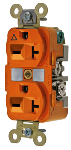 Hubbell Wiring Straight Blade Duplex Receptacles 20 A 250 V 2P3W 6-20R Specification HBL® Extra Heavy Duty Max Dry Location Orange