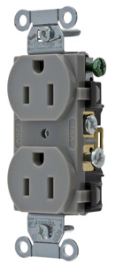 Hubbell Wiring Straight Blade Duplex Receptacles 15 A 125 V 2P3W 5-15R Commercial CR Dry Location Gray