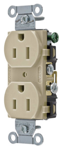Hubbell Wiring Straight Blade Duplex Receptacles 15 A 125 V 2P3W 5-15R Commercial CR Dry Location Ivory