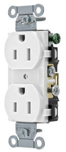 Hubbell Wiring Straight Blade Duplex Receptacles 15 A 125 V 2P3W 5-15R Commercial CR Dry Location White