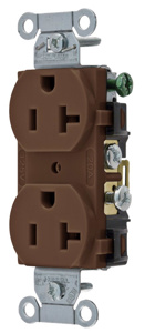Hubbell Wiring Straight Blade Duplex Receptacles 20 A 125 V 2P3W 5-20R Commercial CR Dry Location Brown
