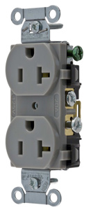 Hubbell Wiring Straight Blade Duplex Receptacles 20 A 125 V 2P3W 5-20R Commercial CR Dry Location Gray