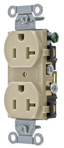 Hubbell Wiring Straight Blade Duplex Receptacles 20 A 125 V 2P3W 5-20R Commercial CR Dry Location Ivory
