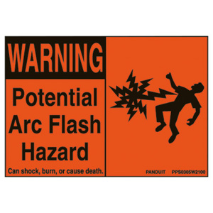 Panduit Arc Flash Safety Signs 3.5 x 5 in Warning- Potential Arc Flash Hazard Polyester Black/Orange