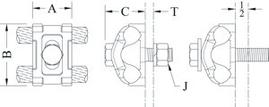 Sefcor GTC Series Single Cable to Flat Two-Piece Ground Clamps Steel