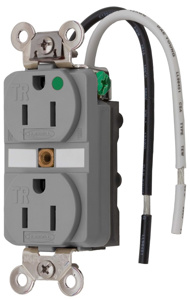 Hubbell Wiring Straight Blade Duplex Receptacles 15 A 125 V 2P3W 5-15R Hospital HBL® Extra Heavy Duty Max Tamper-resistant Gray