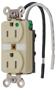 Hubbell Wiring Straight Blade Duplex Receptacles 15 A 125 V 2P3W 5-15R Hospital HBL® Extra Heavy Duty Max Tamper-resistant Ivory