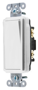 Hubbell Wiring SPST Rocker Light Switches 20 A 120/277 V Style Line® Decorator Series DS120 No Illumination White