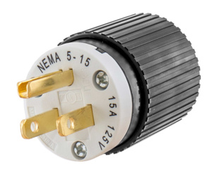 Hubbell Wiring Straight Blade Straight Plugs 15 A 125 V 2P3W 5-15P Select Spec™ Hubbell-Pro™ Dry Location